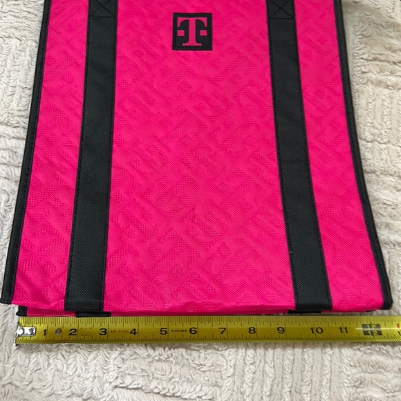 New reusable insulated shopping tote bag with zipper closure pink & black - Picture 4 of 16